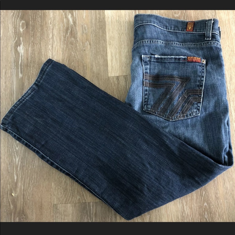 7 for all Mankind 34 x 24 Bootcut Dark Denim Jeans